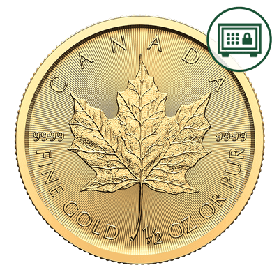 A picture of a 1/2 oz Gold Maple Leaf Coin (2024) - Secure Storage